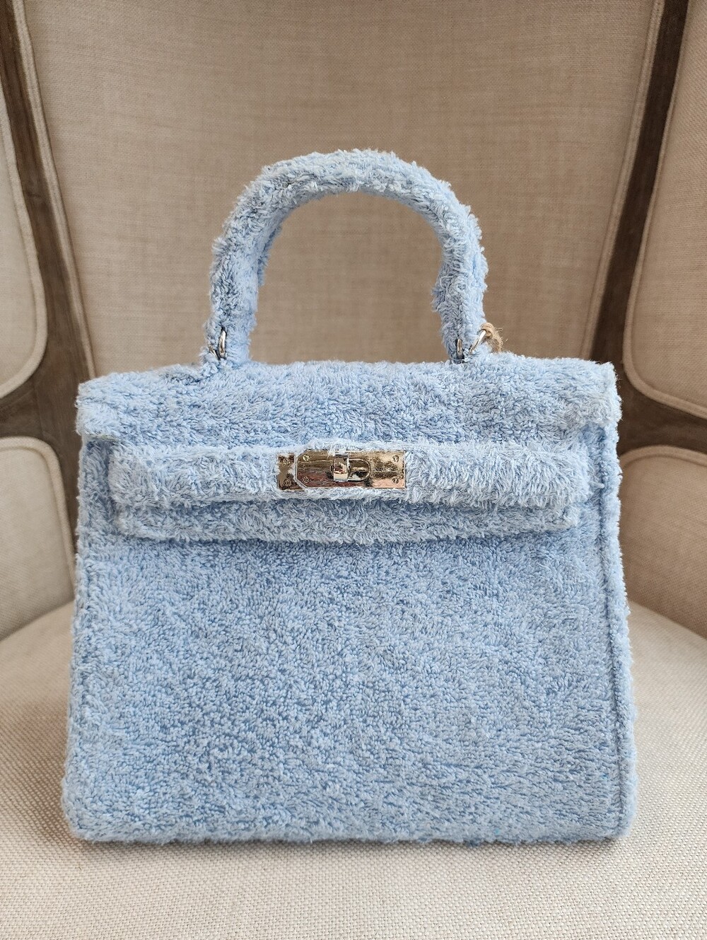 Hermès-inspired Light Blue Cotton Terry Summer Bag Luna Sarah Marrakech